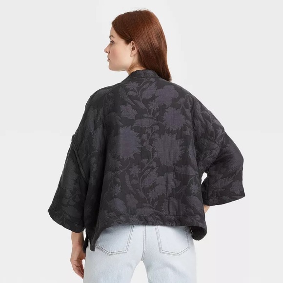 100% Cotton Navy Quilted Kimono - Picture 2 of 4